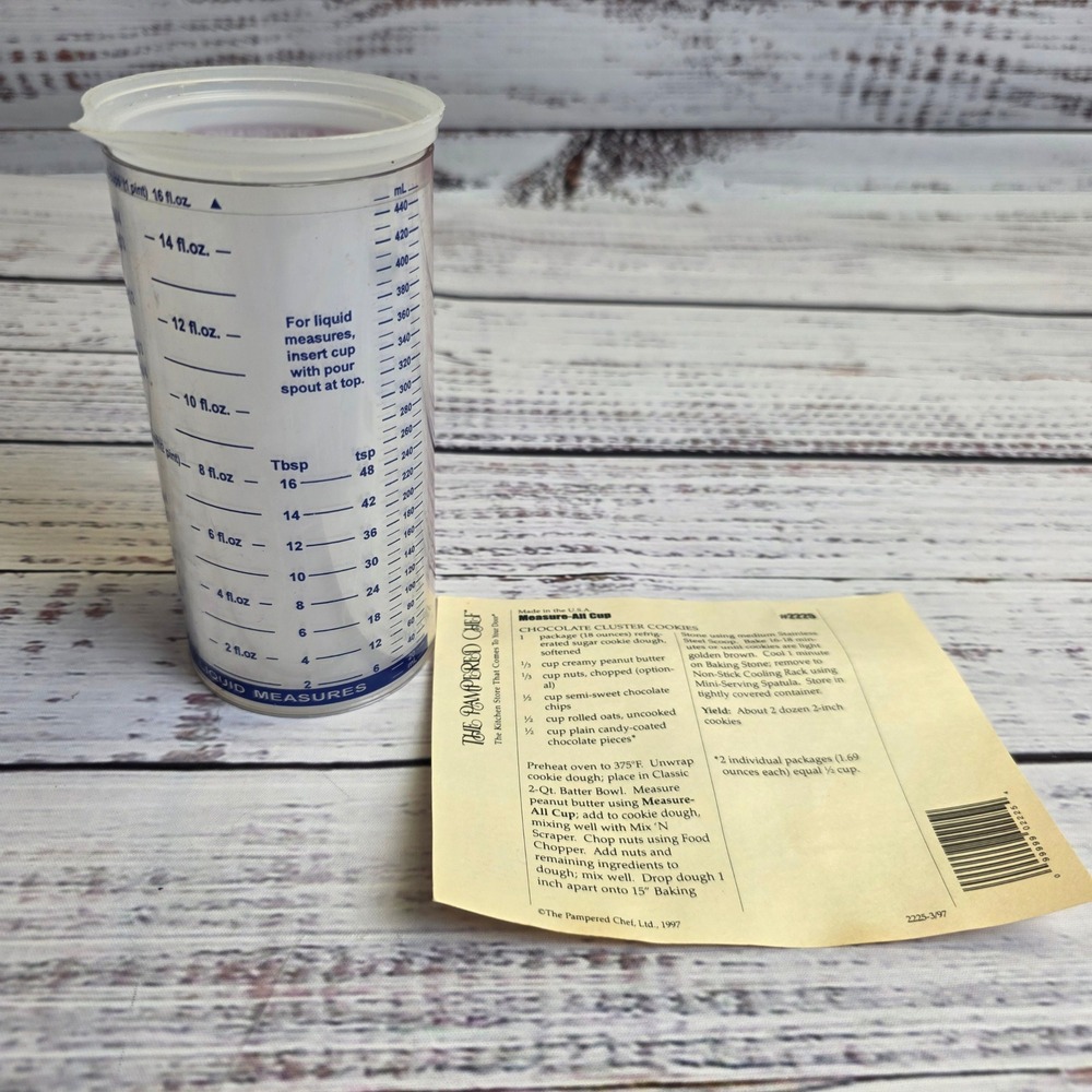 Pampered Chef Measure-All Cup 2225 Adjustable Liquid Dry Measuring Tool 2 Cup